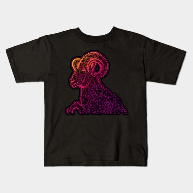 Dark Ram Kids T-Shirt by BoneArtPetite